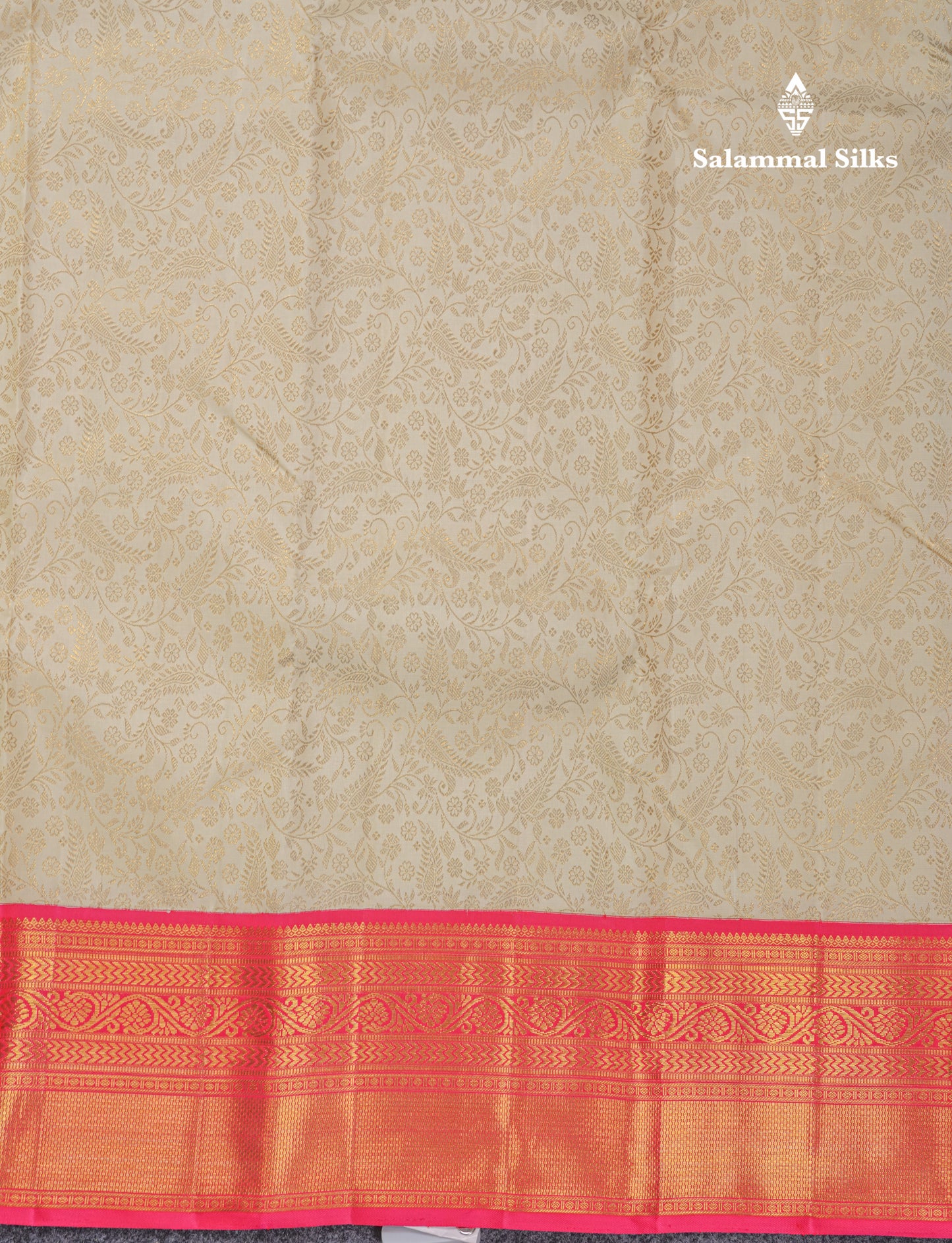 Half White Pure Kanjivaram Silk Saree 2G Zari With Contrast Pink Traditional Border