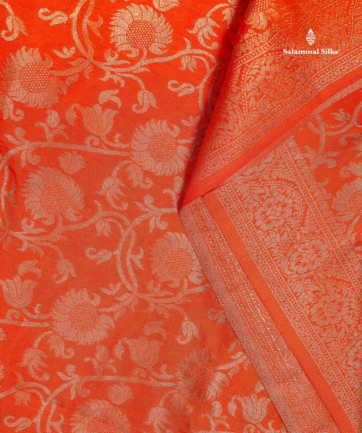 Semi Georgette Saree - Orange Colour Body With Fancy Border
