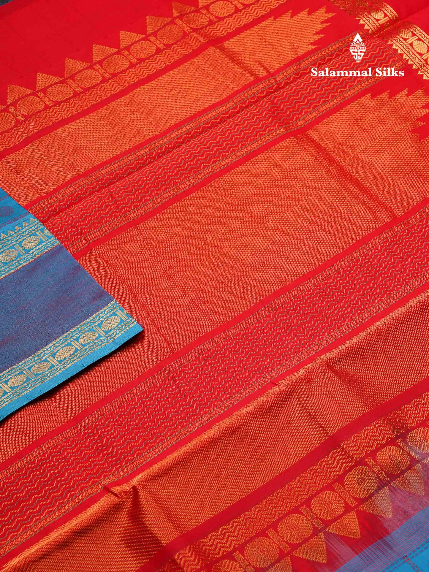 Beautiful Sapphire Green Checks With Butta Semi Silk Cotton Saree With Contrast Violet Blouse