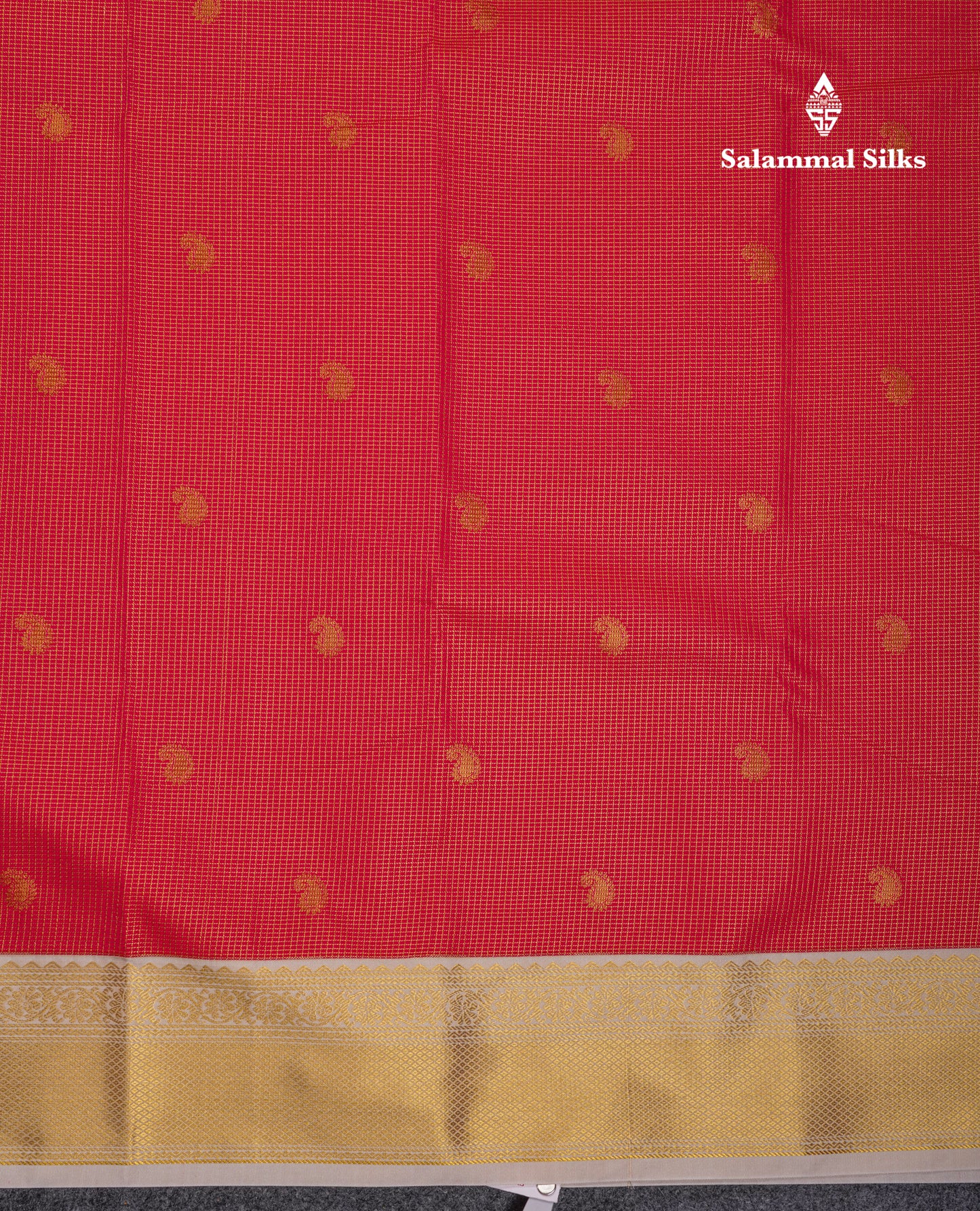 Beautiful Rani Pink Vaira Oosi Checks And Buttas Semi Silk Saree With Contrast Cream Sandal Traditional Border
