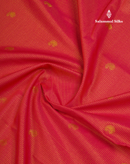 Beautiful Rani Pink Vaira Oosi Checks And Buttas Semi Silk Saree With Contrast Cream Sandal Traditional Border