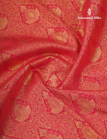 Reddish Pink Bridal Pure Kanjivaram Silk Saree With Traditional Border