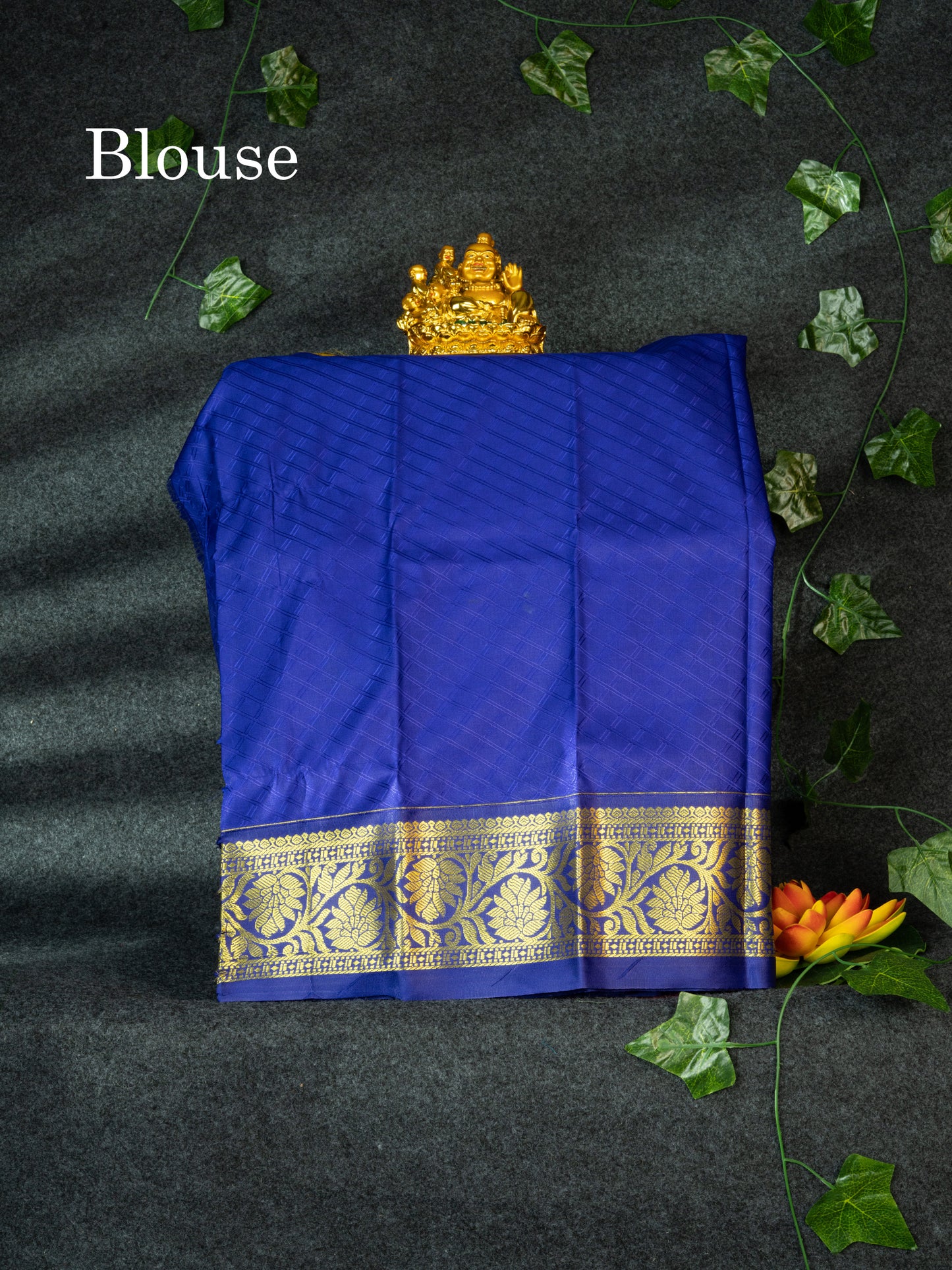 Semi Silk Pattu Pavadai (Mustard Yellow) With Blue Blouse 18"