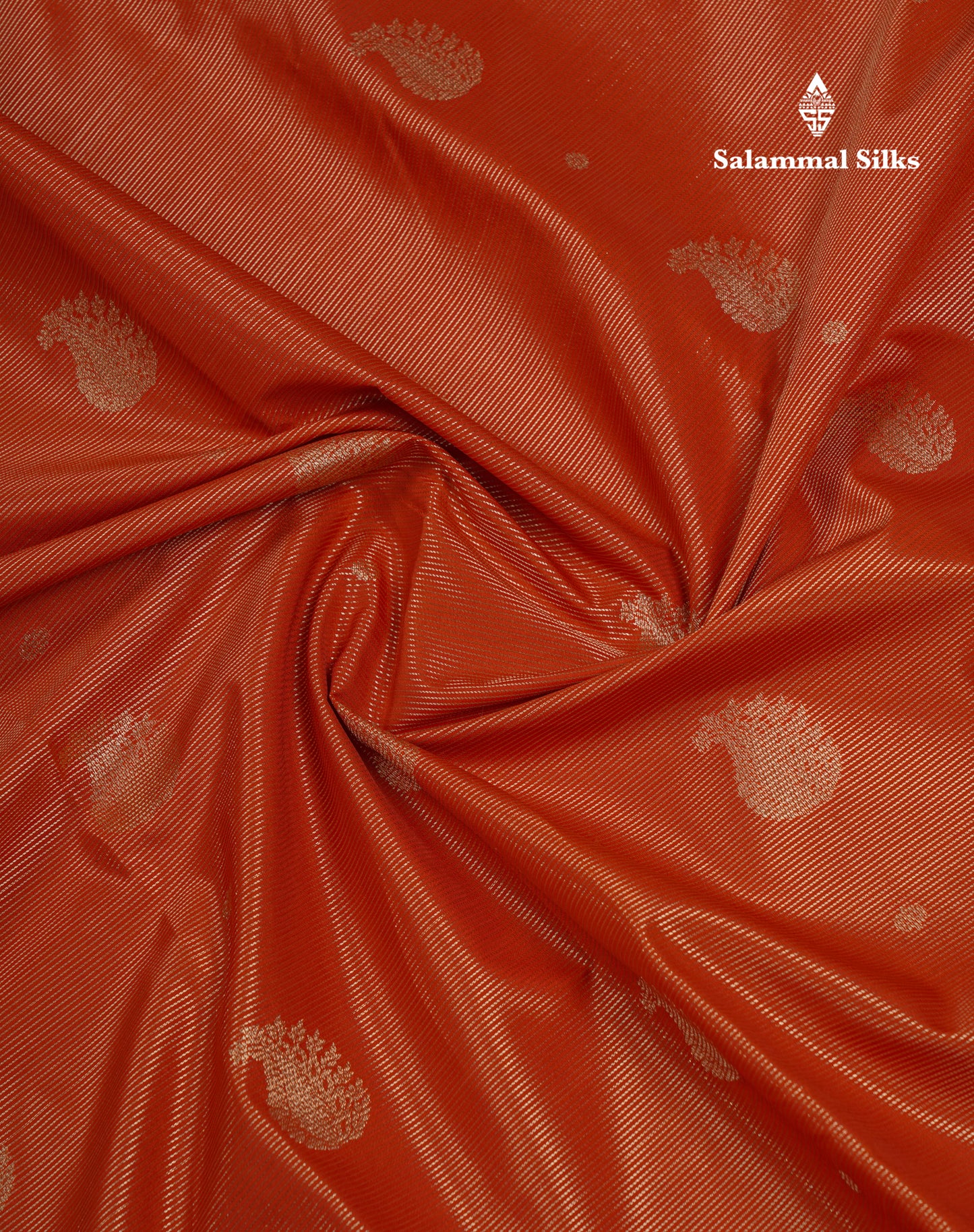 Beautiful Rust Orange Vaira Oosi With Butta Semi Silk Saree With Contrast Cream Sandal Traditional Border
