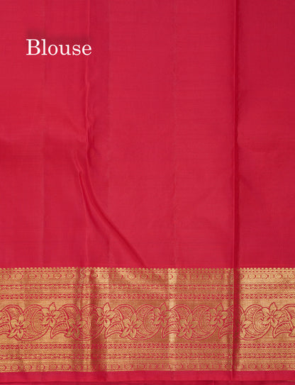 Reddish Pink Meenakari Work Pure Kanjivaram Silk Saree 3G Zari with Traditional Gold Zari Border