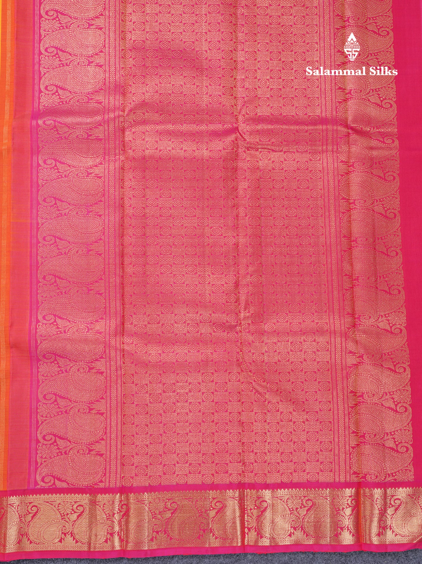 Korvai Mango Yellow Plain Pure Kanjivaram Silk Saree With Contrast Pink Traditional Small Border