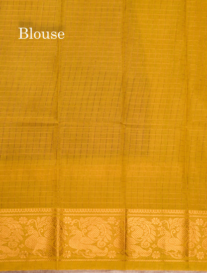 Reddish Pink Pure Sungudi Cotton Saree With Contrast Sapphire Green Gap Border