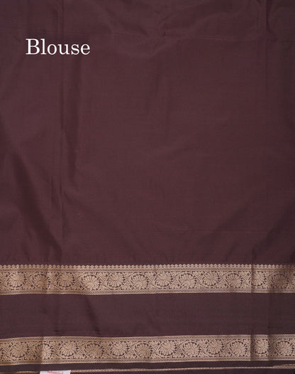 Beautiful Rust Orange Vaira Oosi With Butta Semi Silk Saree With Contrast Dark Brown Traditional Rettapet Border
