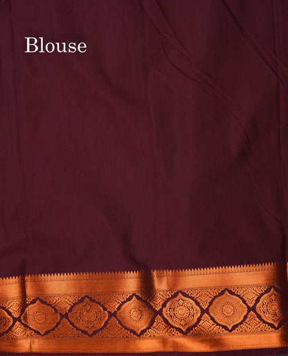 Beautiful Dark Maroon Zari Lines With Butta Semi Silk Saree With Contrast Bottle Green Traditional Border