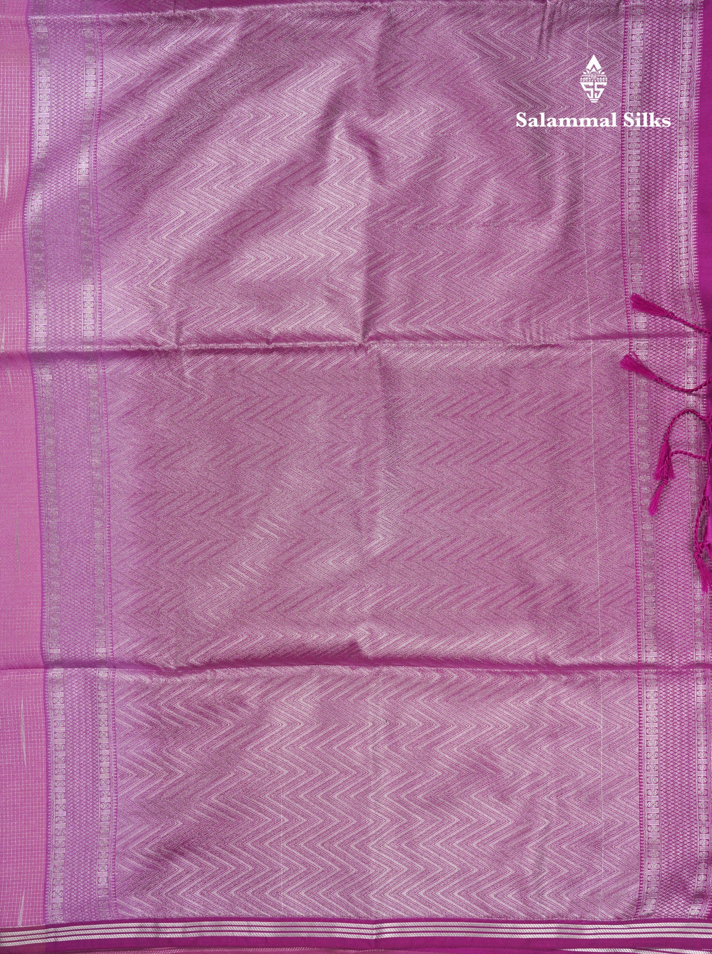 Light Pink Tiny Zari Checks With Malli Moggu Butta Semi Soft Silk Saree With Contrast Small Purple Border