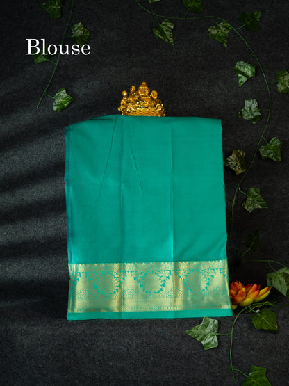 Semi Pattu Pavadai ( Magenta Pink ) With Saffire Green Blouse 18"
