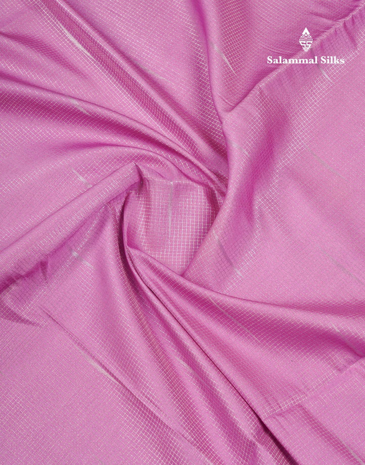 Light Pink Tiny Zari Checks With Malli Moggu Butta Semi Soft Silk Saree With Contrast Small Purple Border