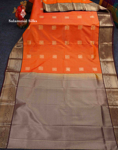 Beautiful Mustard Yellow Zari Lines With Butta Semi Silk Saree With Contrast Dark Brown Traditional Border