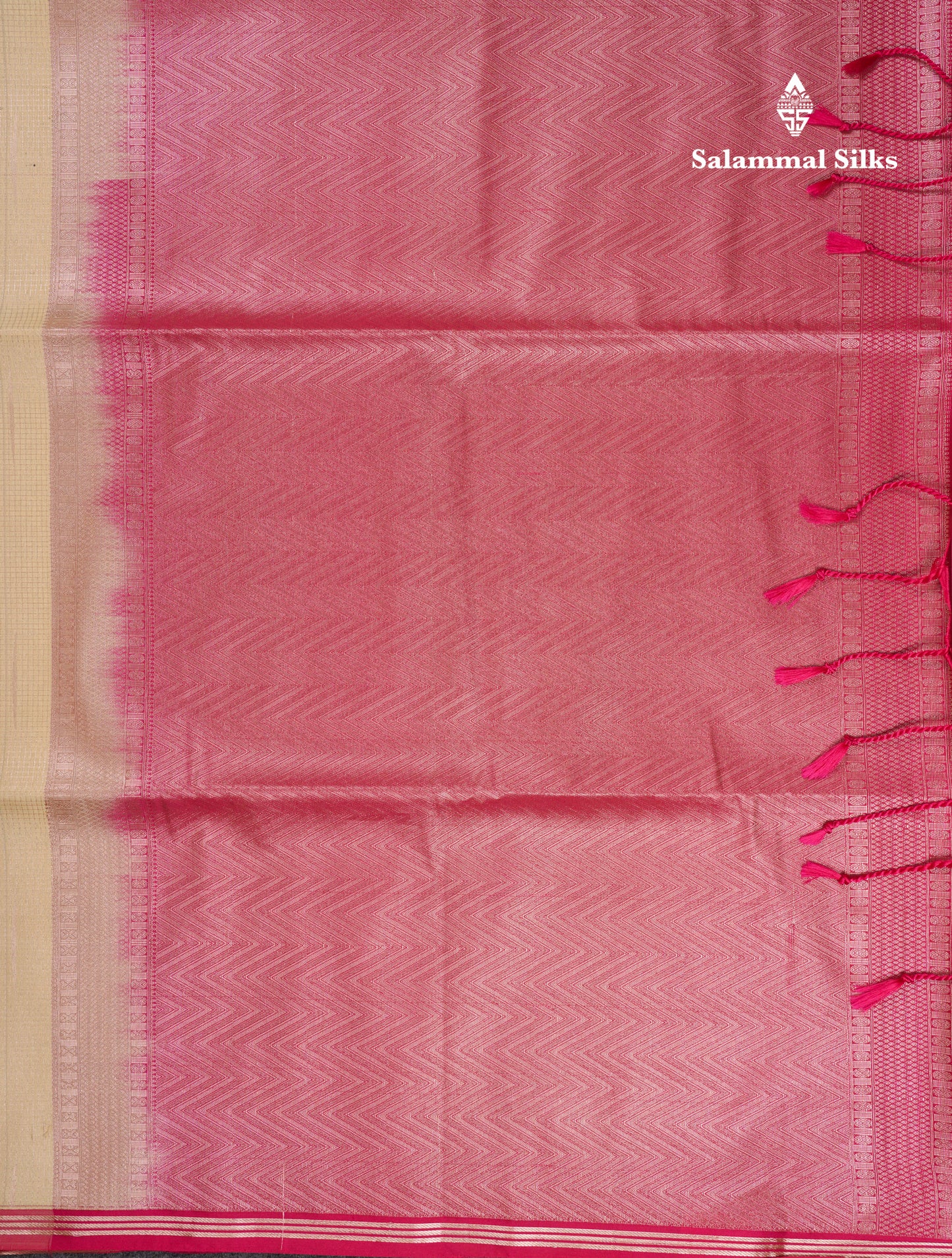Light Pink Tiny Zari Checks With Malli Moggu Butta Semi Soft Silk Saree With Contrast Small Purple Border