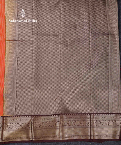 Beautiful Mustard Yellow Zari Lines With Butta Semi Silk Saree With Contrast Dark Brown Traditional Border