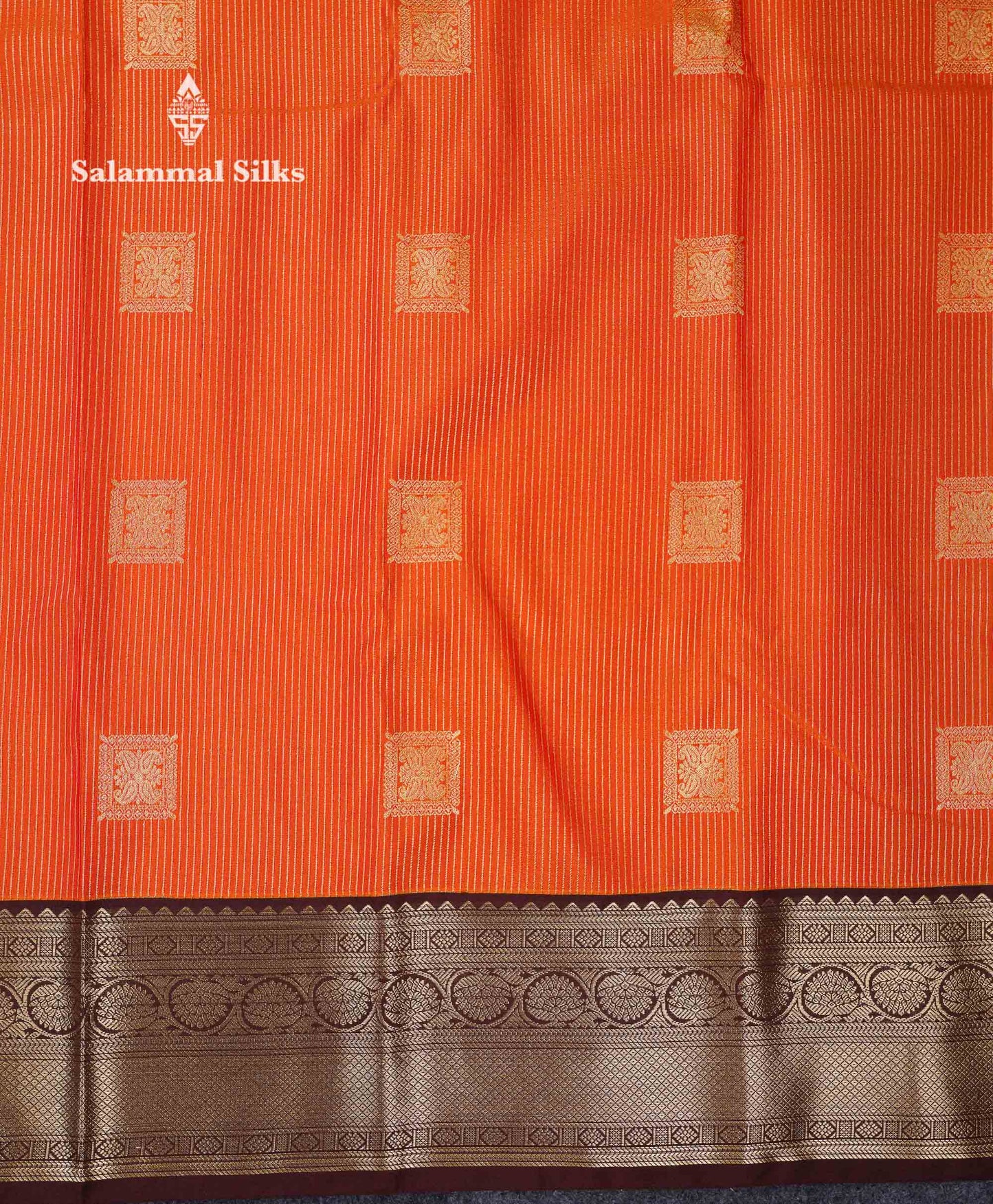 Beautiful Mustard Yellow Zari Lines With Butta Semi Silk Saree With Contrast Dark Brown Traditional Border