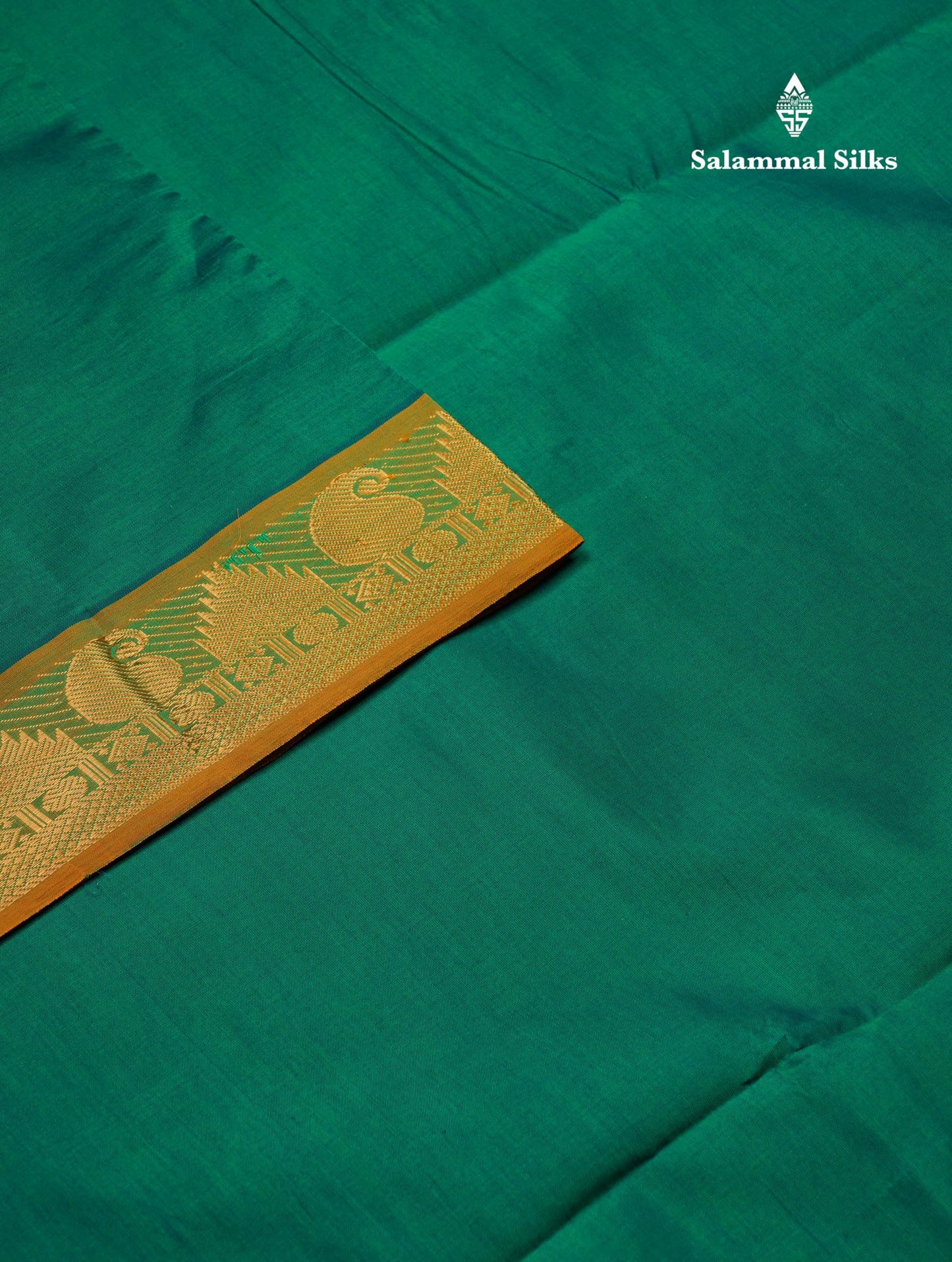 Beautiful Dual Tone Sapphire Green Plain Semi Silk Cotton Saree With Contrast Mustard Yellow Blouse
