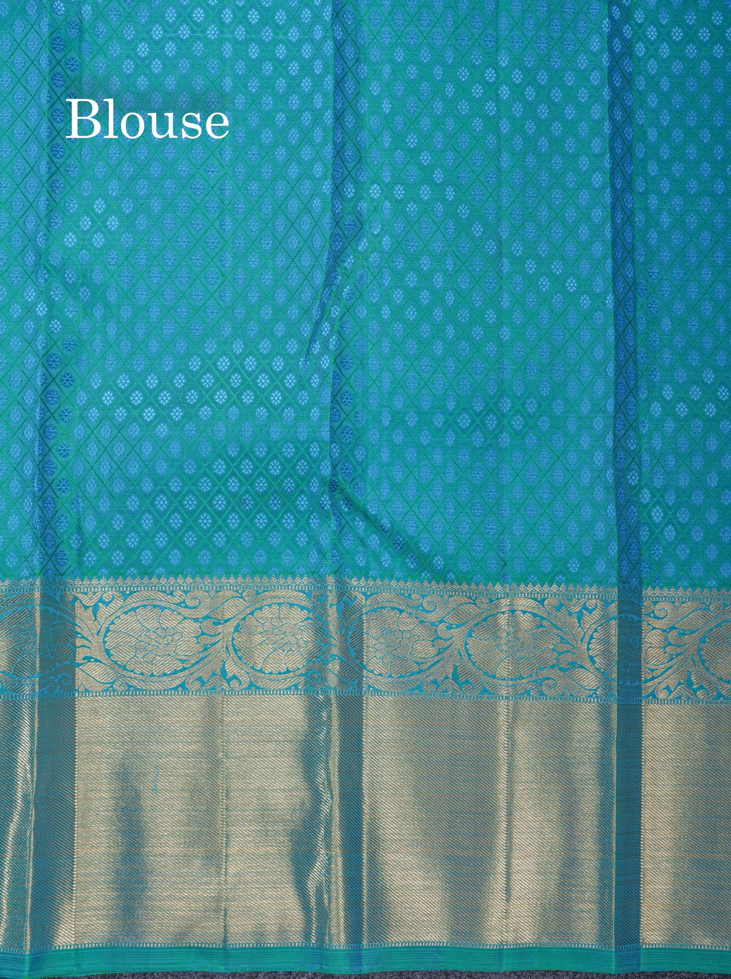 Peacock Green Pure Kanjivaram Silk Saree 3G Zari with Gold Zari Long Border
