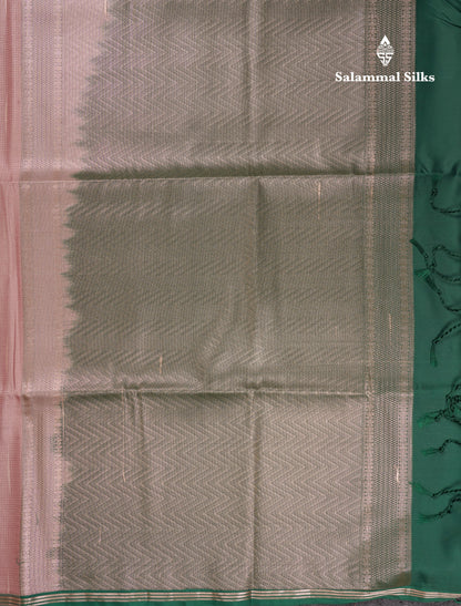 Light Pink Tiny Zari Checks With Malli Moggu Butta Semi Soft Silk Saree With Contrast Small Purple Border