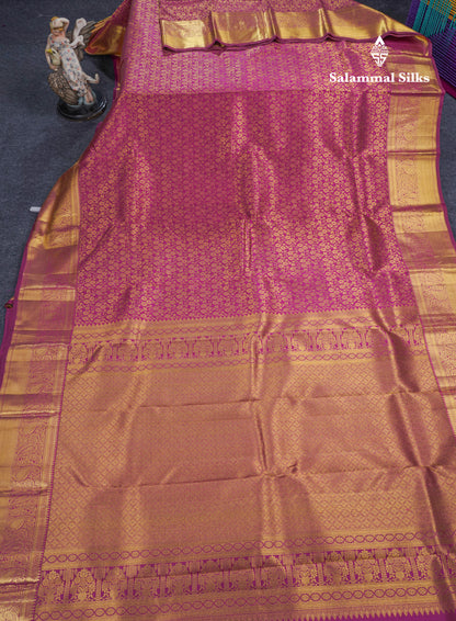 Magenta Meenakari Work Bridal Pure Kanjivaram Silk Saree With Self Border