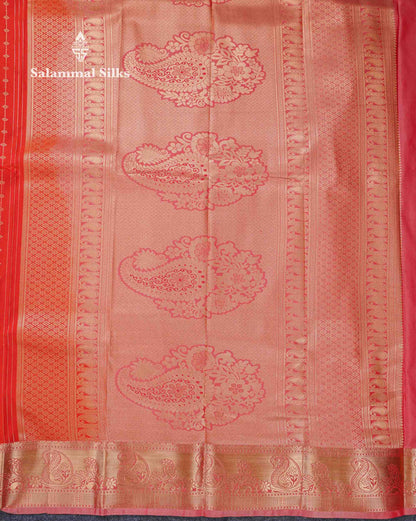 Beautiful Dark Maroon Zari Lines With Butta Semi Silk Saree With Contrast Bottle Green Traditional Border