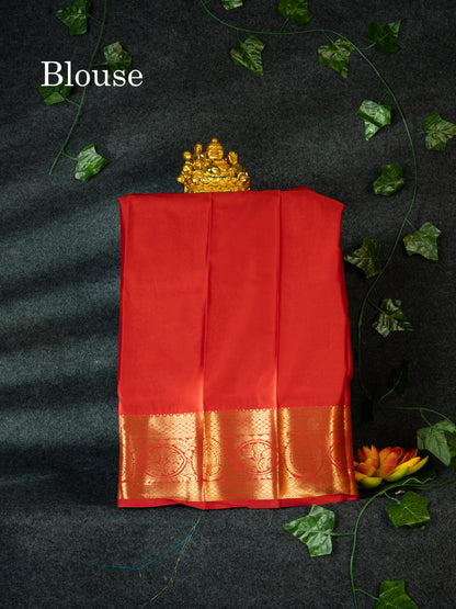 Semi Silk Pattu Pavadai  (Light Ramar Blue) with Chilly Red Blouse 18"