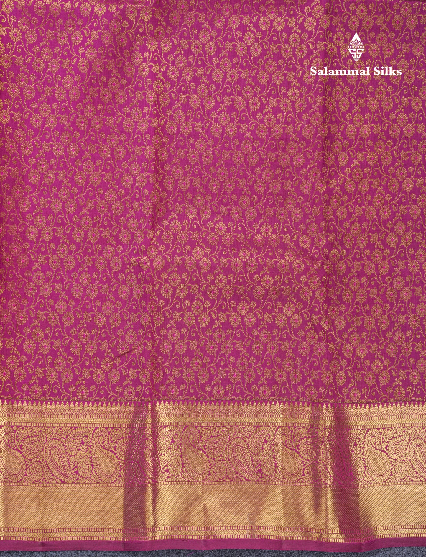 Magenta Meenakari Work Bridal Pure Kanjivaram Silk Saree With Self Border