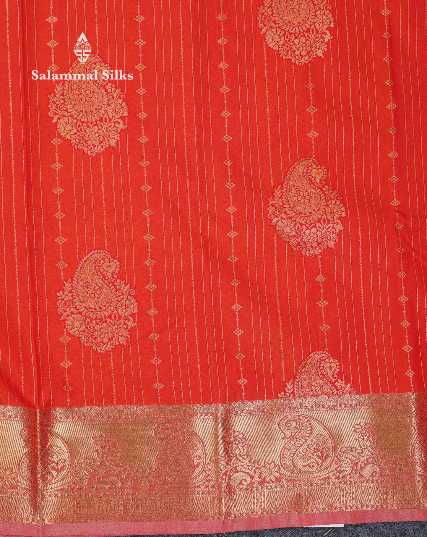 Beautiful Dark Maroon Zari Lines With Butta Semi Silk Saree With Contrast Bottle Green Traditional Border