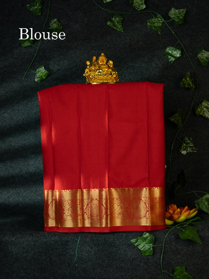 Semi Silk Pattu Pavadai (Light Green) With Red Blouse 18"