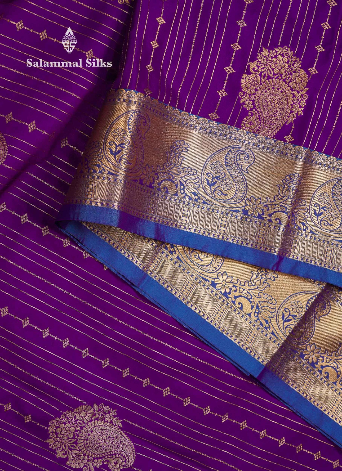 Beautiful Dark Maroon Zari Lines With Butta Semi Silk Saree With Contrast Bottle Green Traditional Border