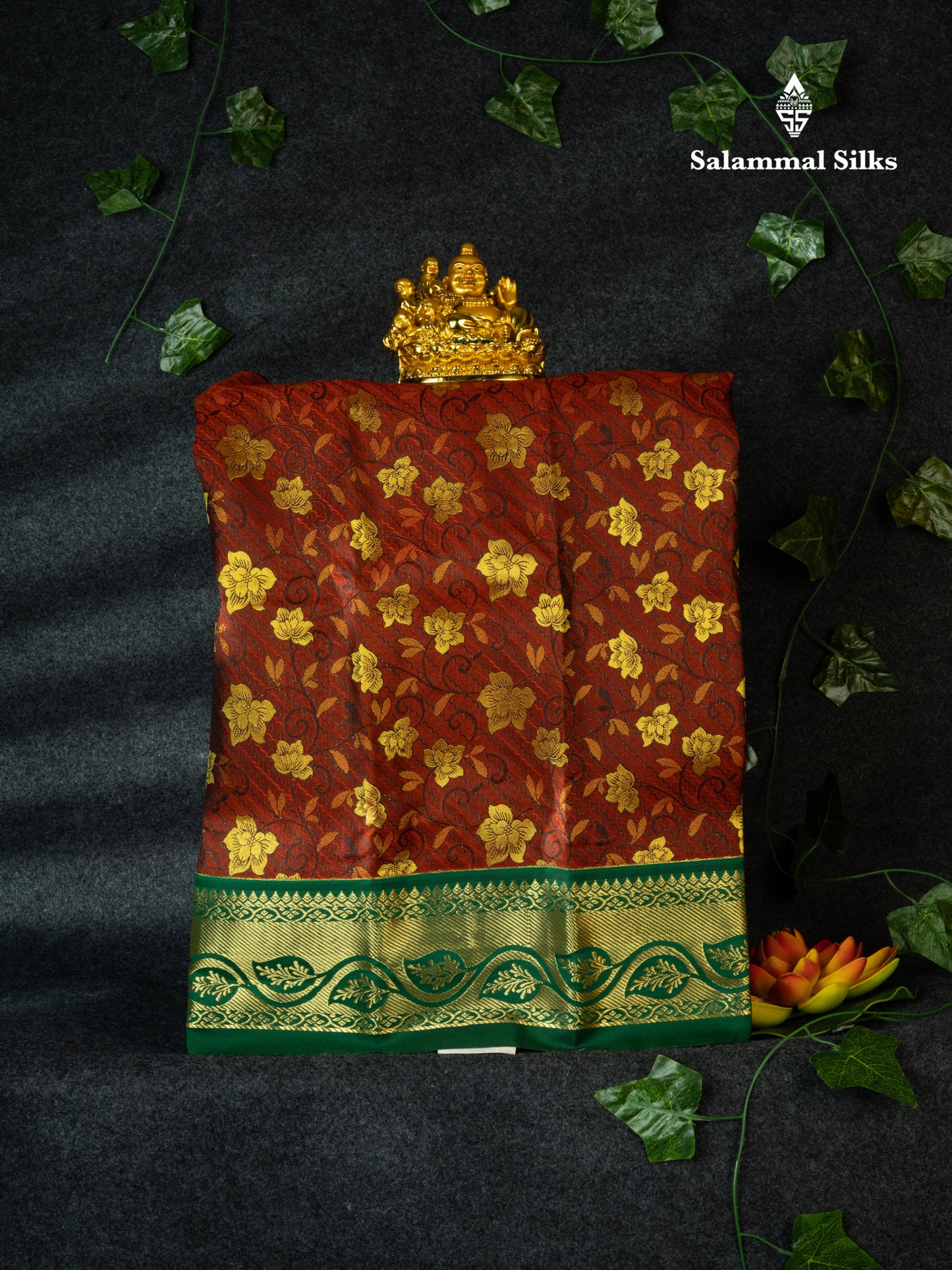 Semi Silk Pattu Pavadai (Brown Colour) With Green Blouse 18"