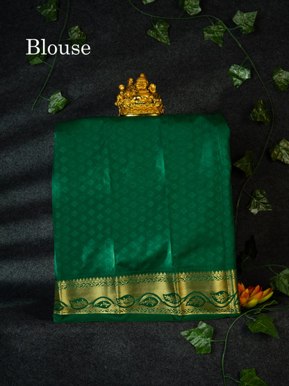 Semi Silk Pattu Pavadai (Brown) With Green Blouse 18"