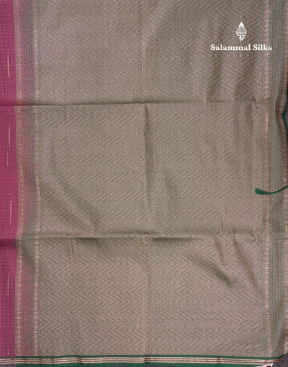 Light Pink Tiny Zari Checks With Malli Moggu Butta Semi Soft Silk Saree With Contrast Small Purple Border