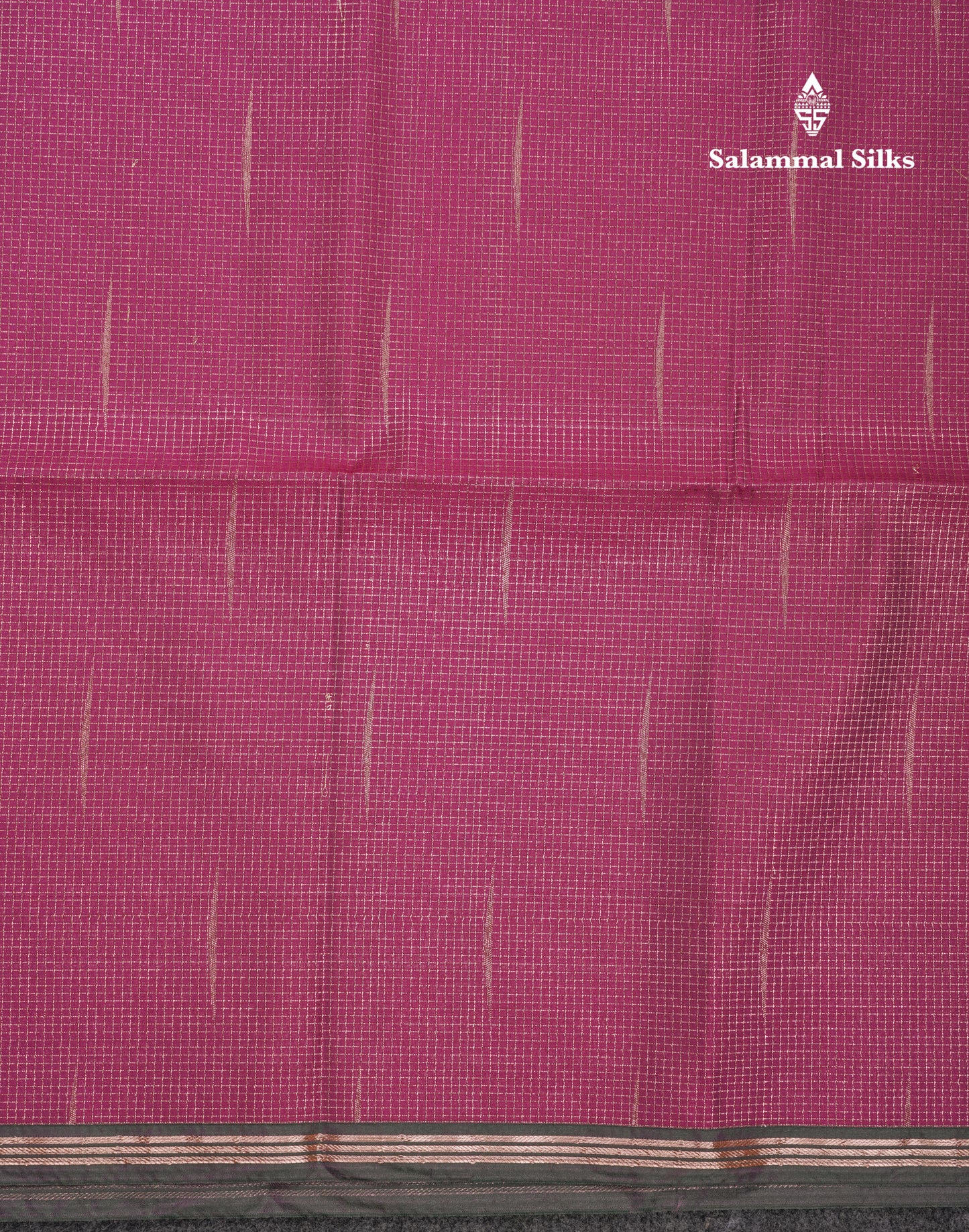Light Pink Tiny Zari Checks With Malli Moggu Butta Semi Soft Silk Saree With Contrast Small Purple Border