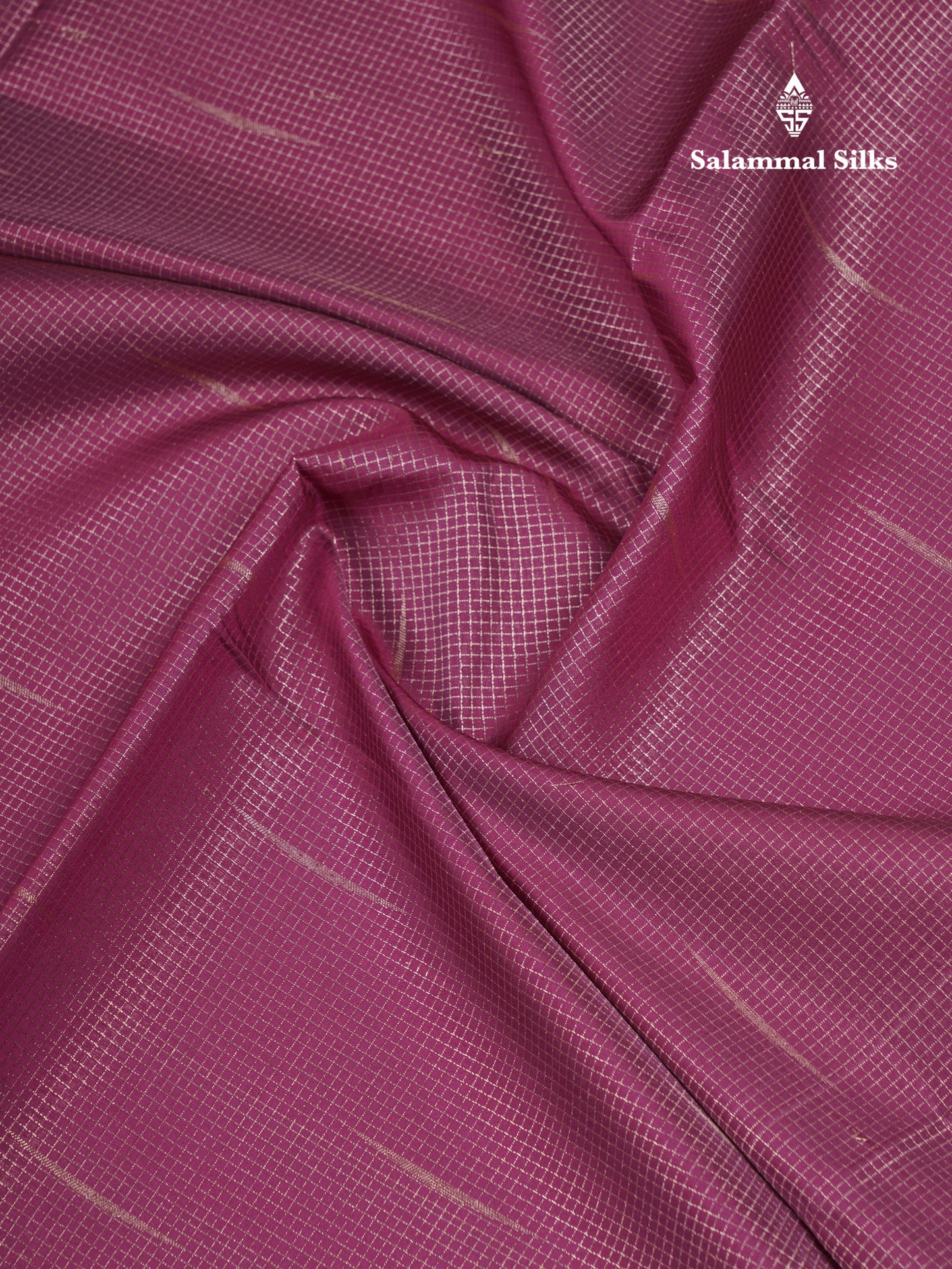 Light Pink Tiny Zari Checks With Malli Moggu Butta Semi Soft Silk Saree With Contrast Small Purple Border