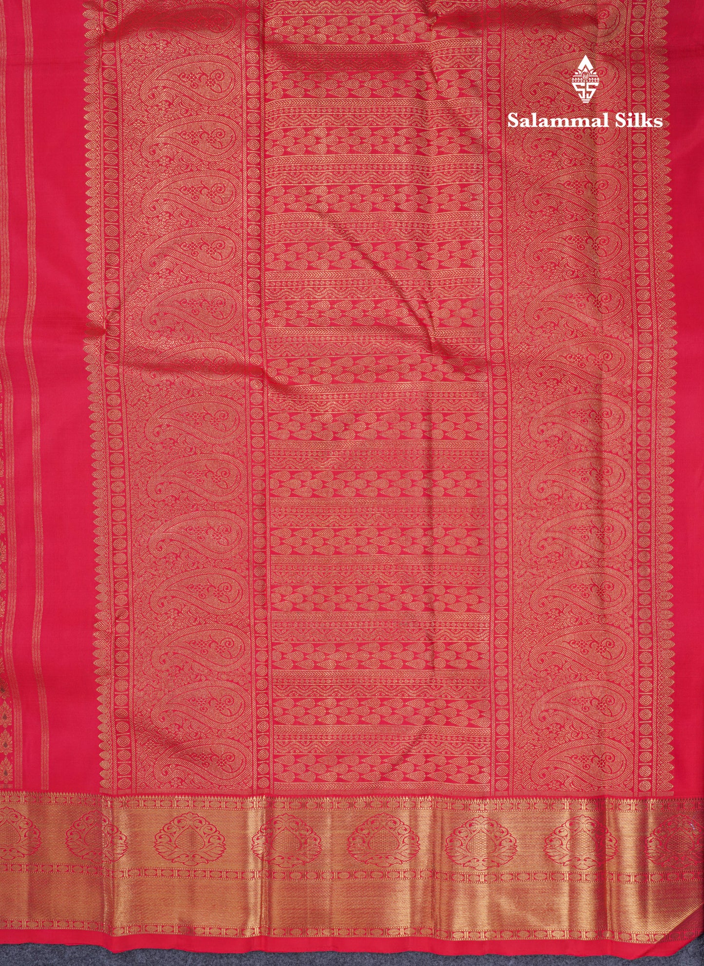 Reddish Pink Meenakari Work Pure Kanjivaram Silk Saree 3G Zari with Traditional Gold Zari Border