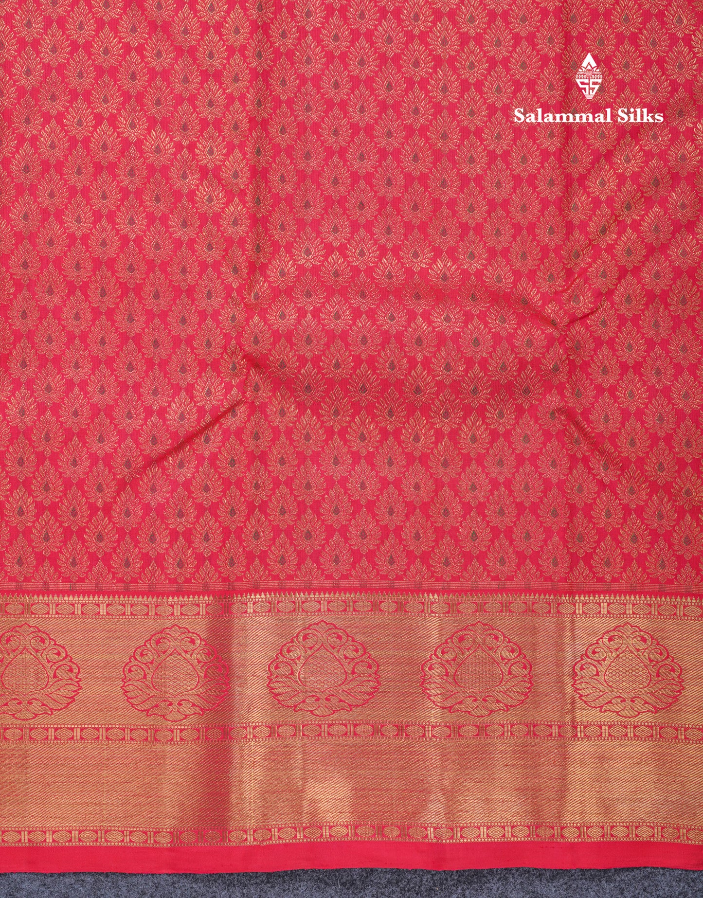 Reddish Pink Meenakari Work Pure Kanjivaram Silk Saree 3G Zari with Traditional Gold Zari Border