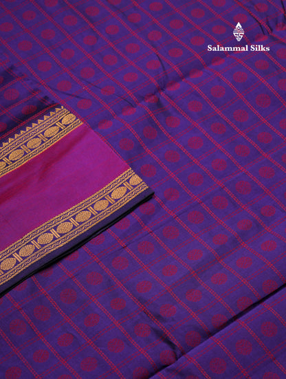 Beautiful Sapphire Green Checks With Butta Semi Silk Cotton Saree With Traditional Rettapet Border