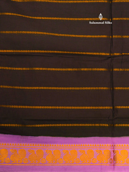 Beautiful Black Pure Sungudi Cotton Saree With Contrast Lavender Border