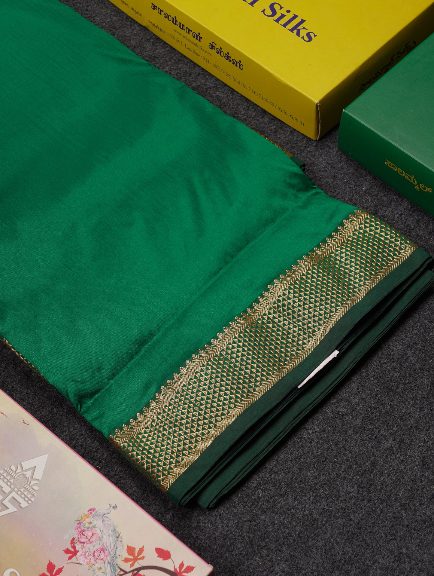 10.5 Yards Semi Silk Saree Peacock Blue Plain With Traditional Border