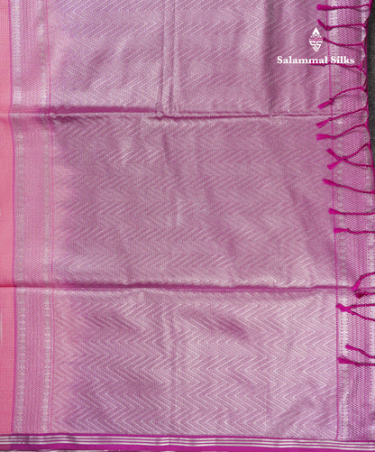 Light Pink Tiny Zari Checks With Malli Moggu Butta Semi Soft Silk Saree With Contrast Small Purple Border