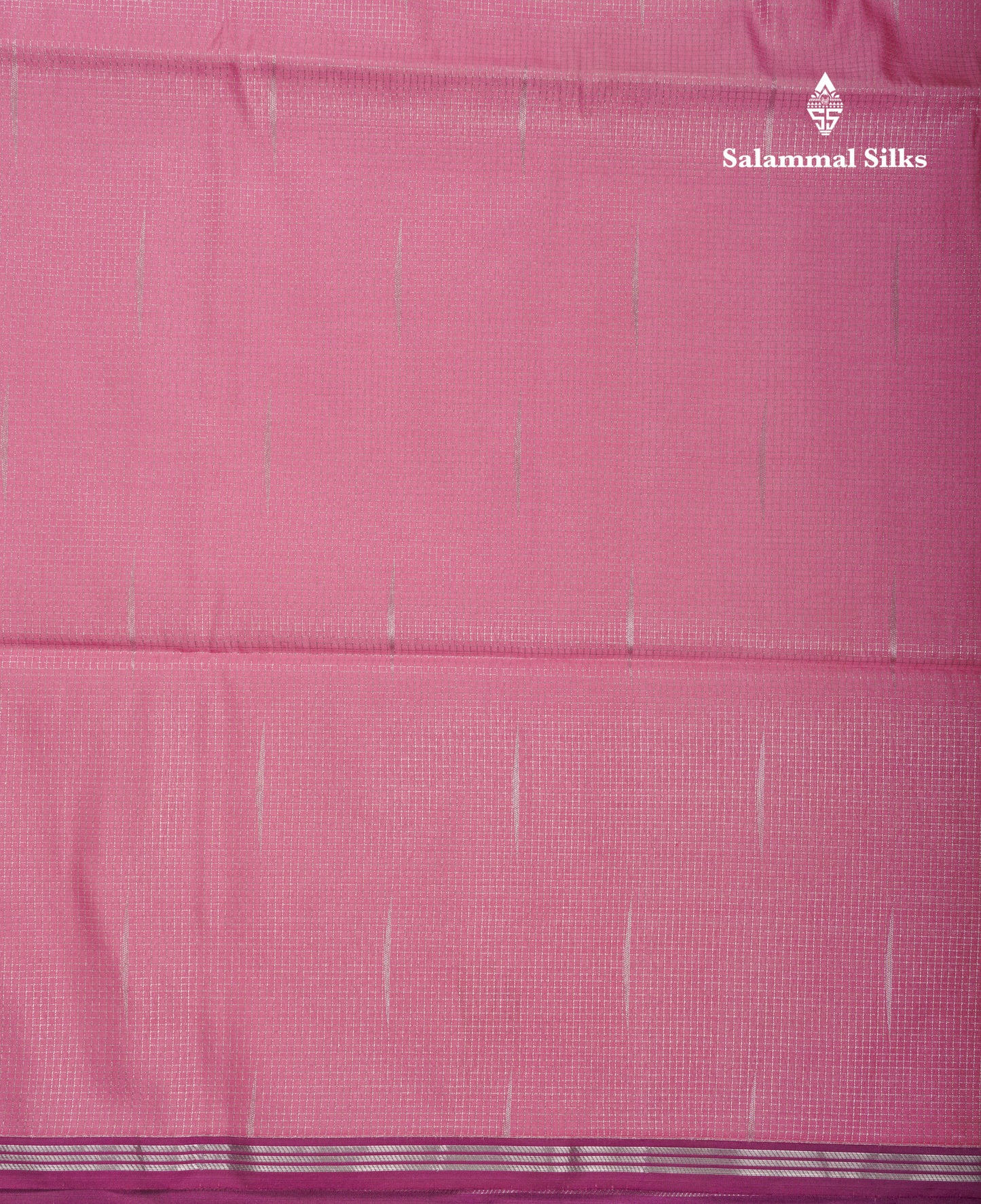 Light Pink Tiny Zari Checks With Malli Moggu Butta Semi Soft Silk Saree With Contrast Small Purple Border