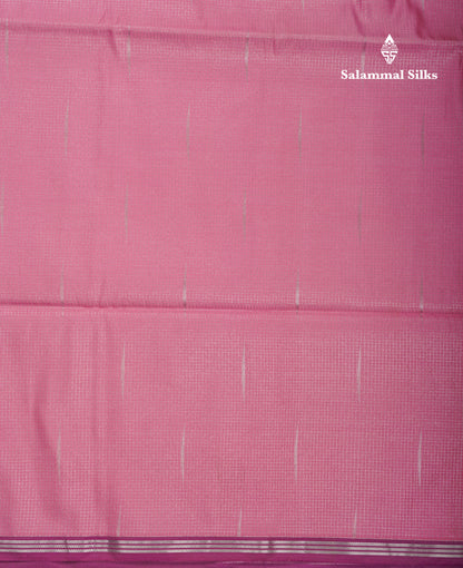 Light Pink Tiny Zari Checks With Malli Moggu Butta Semi Soft Silk Saree With Contrast Small Purple Border