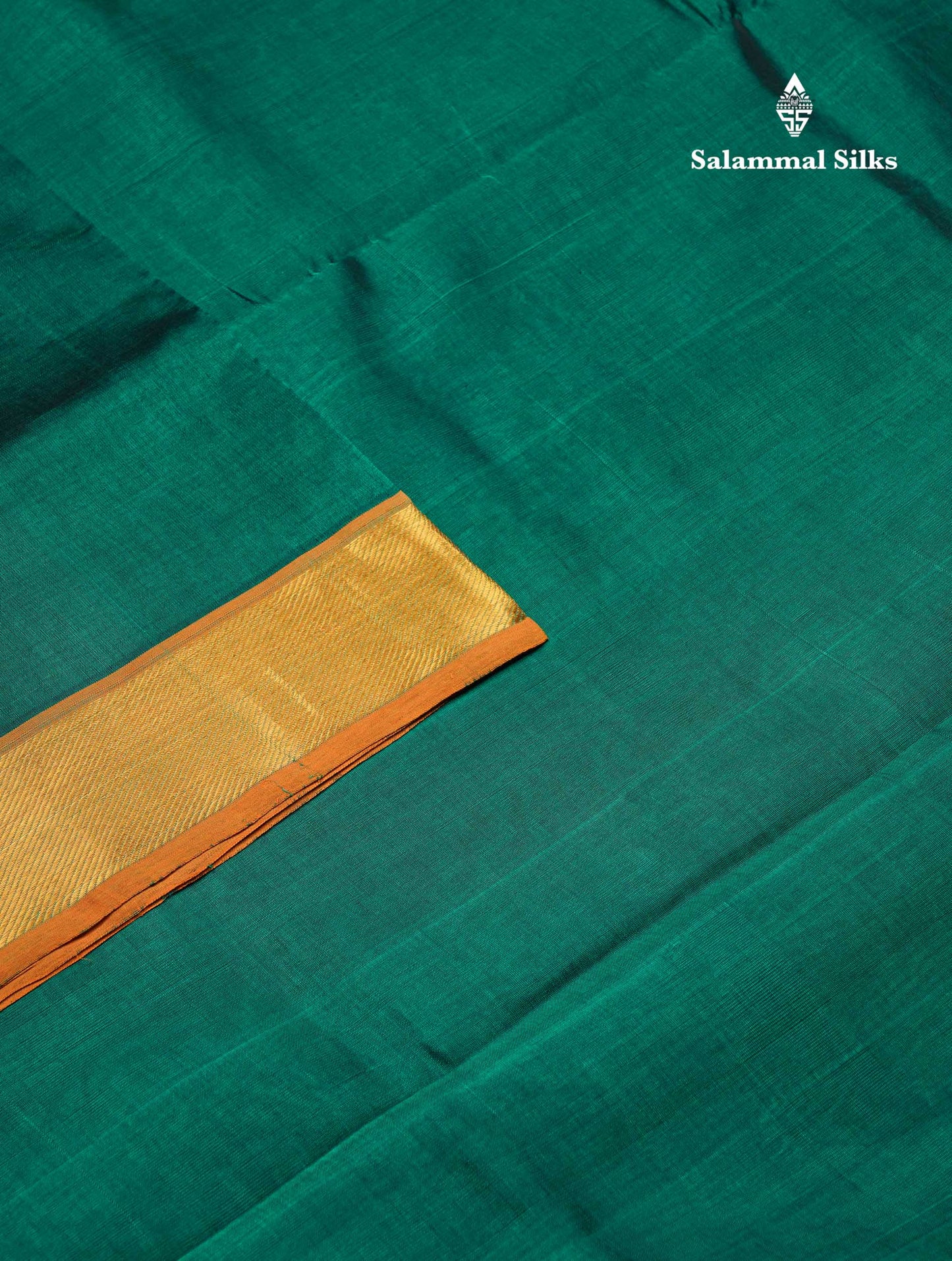 Bottle Green Plain Pure Silk Cotton Saree With Contrast Mustard Yellow Blouse