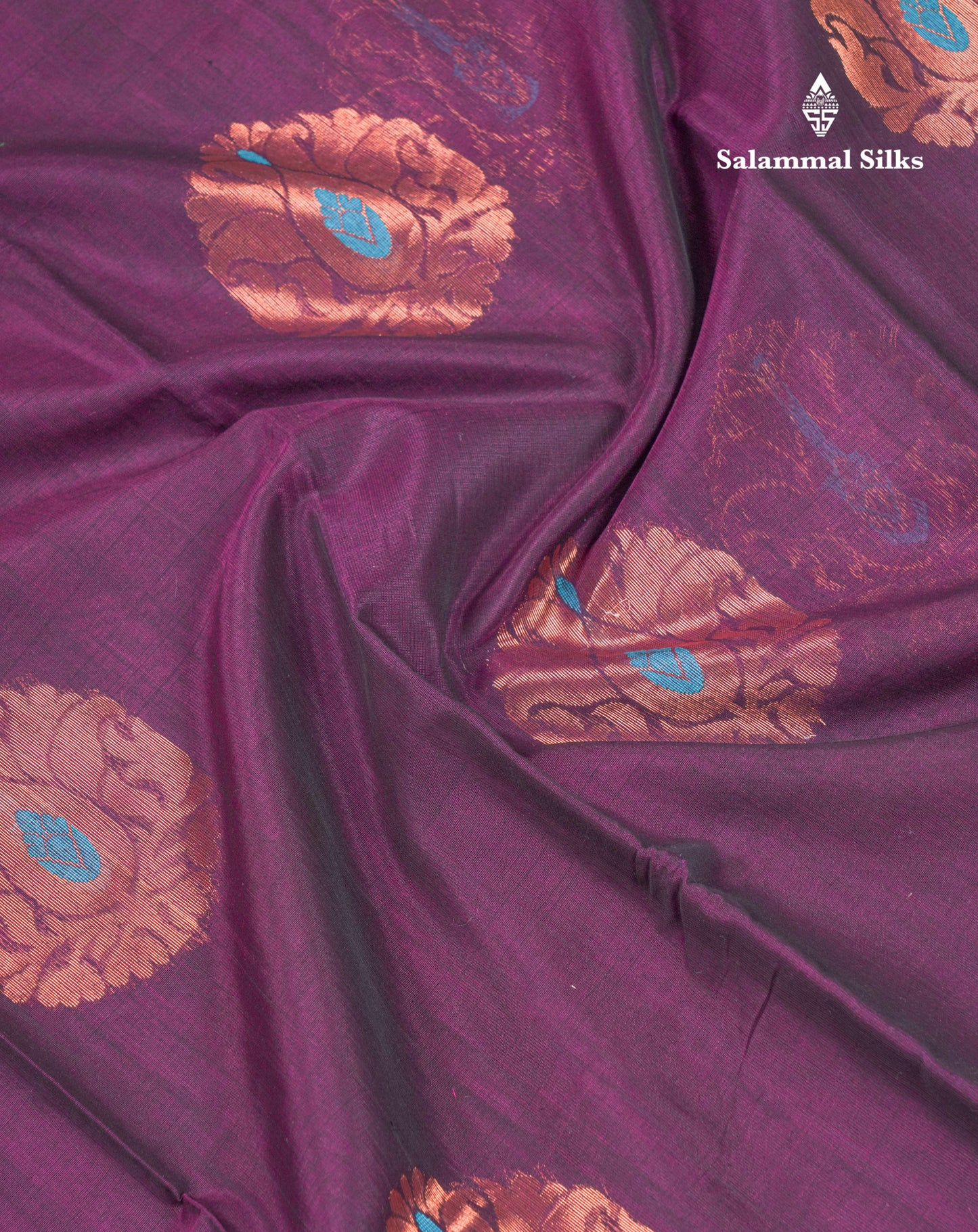 Beautiful Magenta Menakari Work SICO Cotton Saree With Contrast Sky Blue Blouse