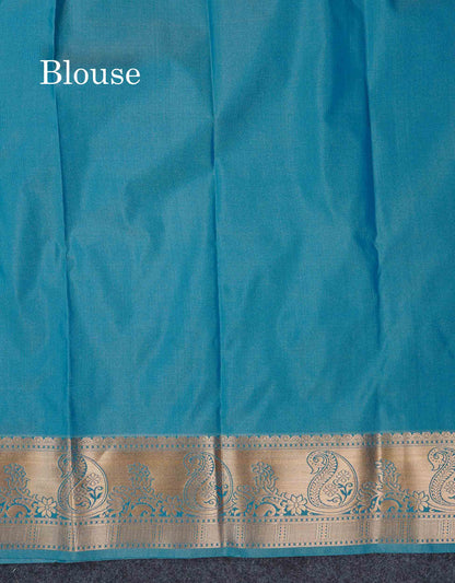 Beautiful Dark Maroon Zari Lines With Butta Semi Silk Saree With Contrast Bottle Green Traditional Border