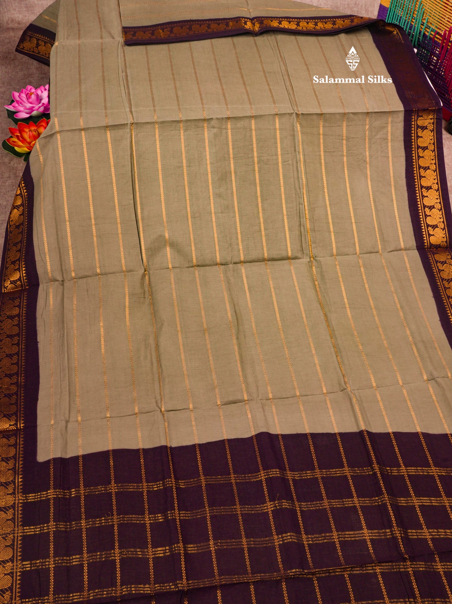 Beautiful Black Pure Sungudi Cotton Saree With Contrast Lavender Border