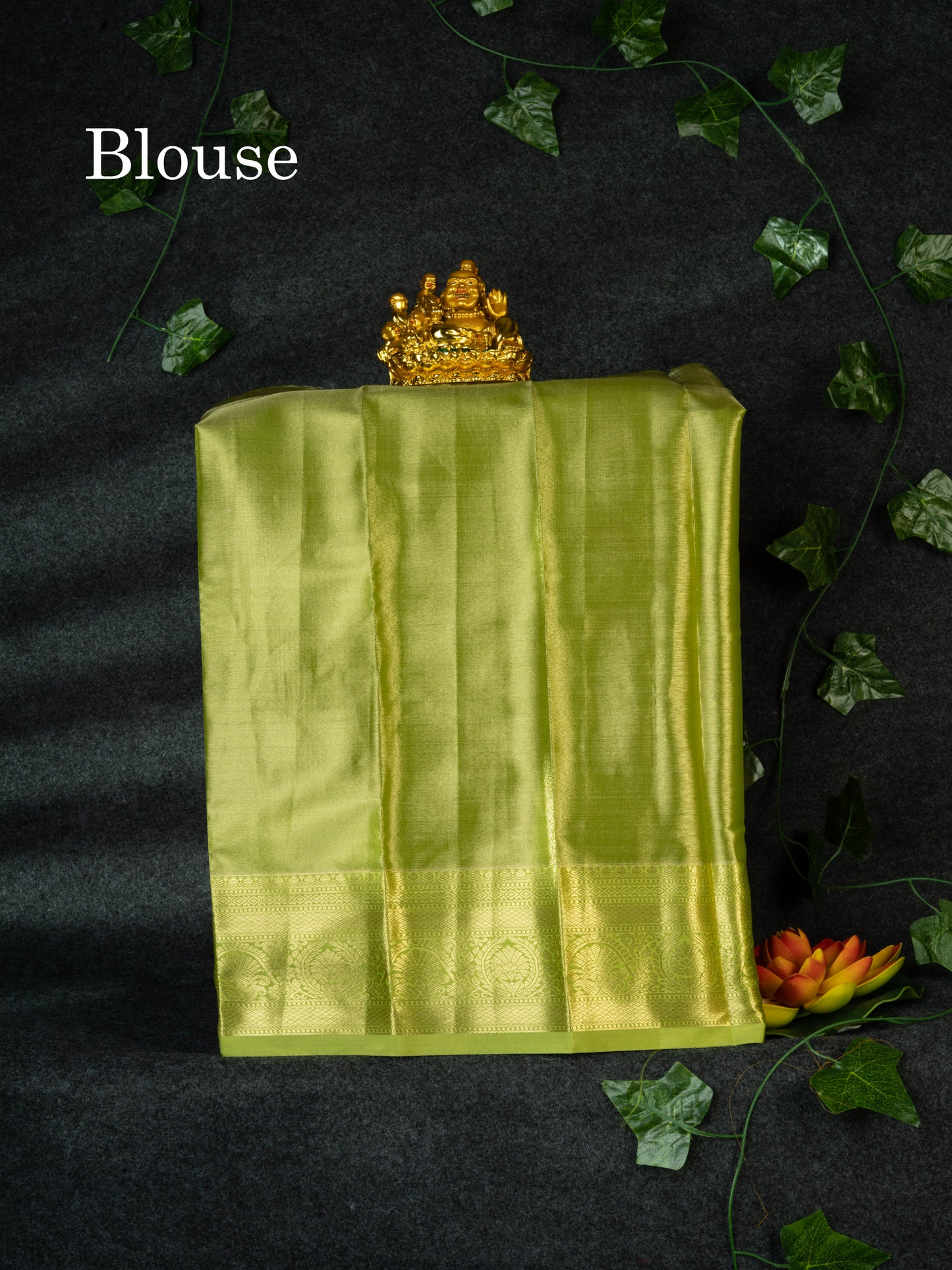 Semi Pattu Pavadai Tissue ( Orange ) With Pista Green Blouse 18"