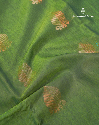 Beautiful Green SICO Cotton Saree With Contrast Magenta Blouse