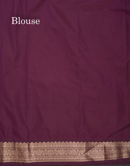 Beautiful Rust Orange Zari Checks With Butta Semi Silk Saree With Contrast Magenta Traditional Medium Border